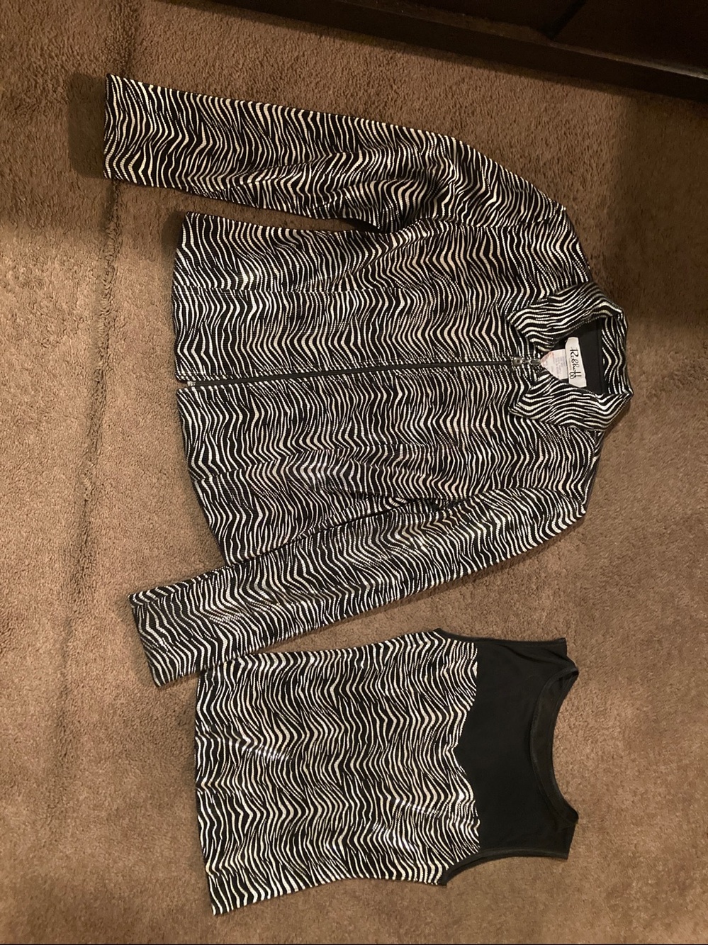 Joseph Ribkoff Womens Metallic Jacket Size 4 Full Zip Silver Ribbed Animal Print - Picture 1 of 7